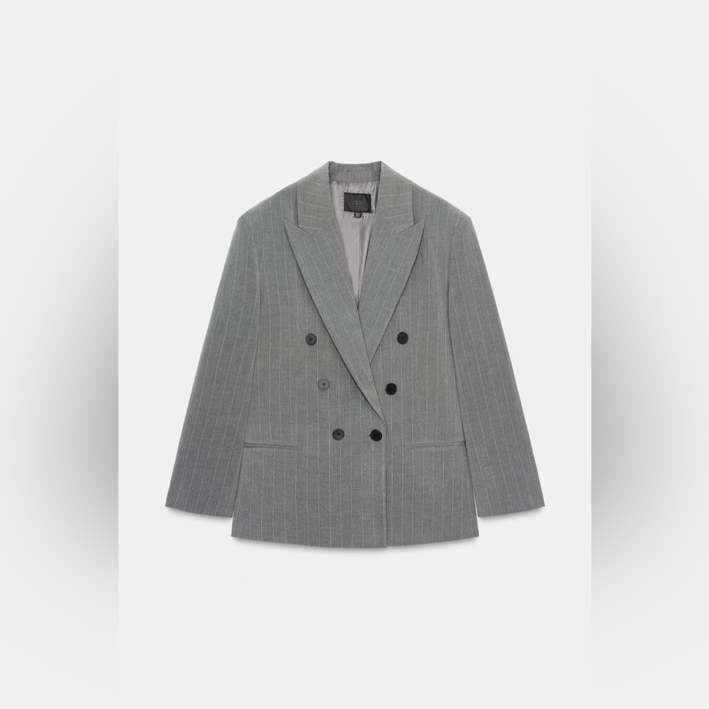 ZARA OVERSIZE PINSTRIPE BLAZER - Picture 10 of 15